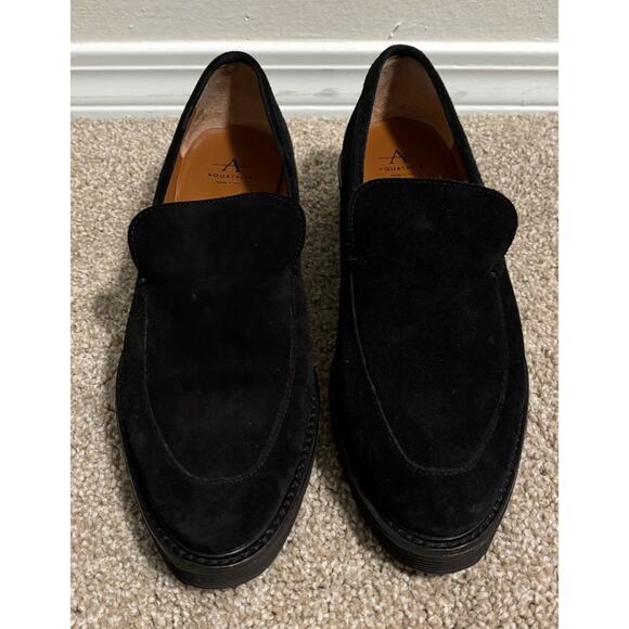 Aquatalia Shoes - Aquatalia Black Suede Slip On Platform Loafers Size 8.5